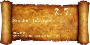 Kender Tünde névjegykártya